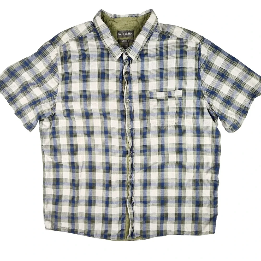 Falls Creek Plaid Short Sleeve Button Up Shirt Modern Fit Mens XXL‎ Bundle of 2 - Picture 5 of 9
